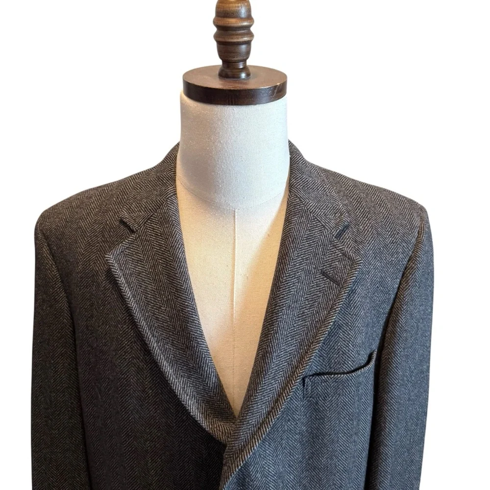 Brooks Brothers Men’s Wool Tweed Blazer Jacket Gray Size 44L Sport Coat